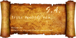 Iritz Apollónia névjegykártya